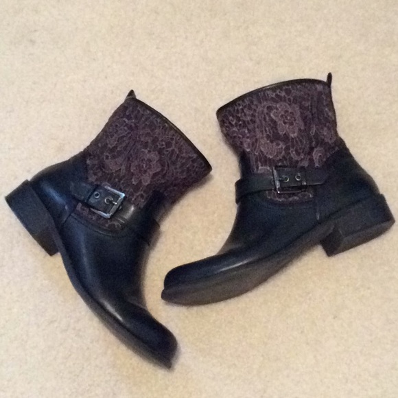 Guess Shoes - Guess black lace trim moto ankle boots